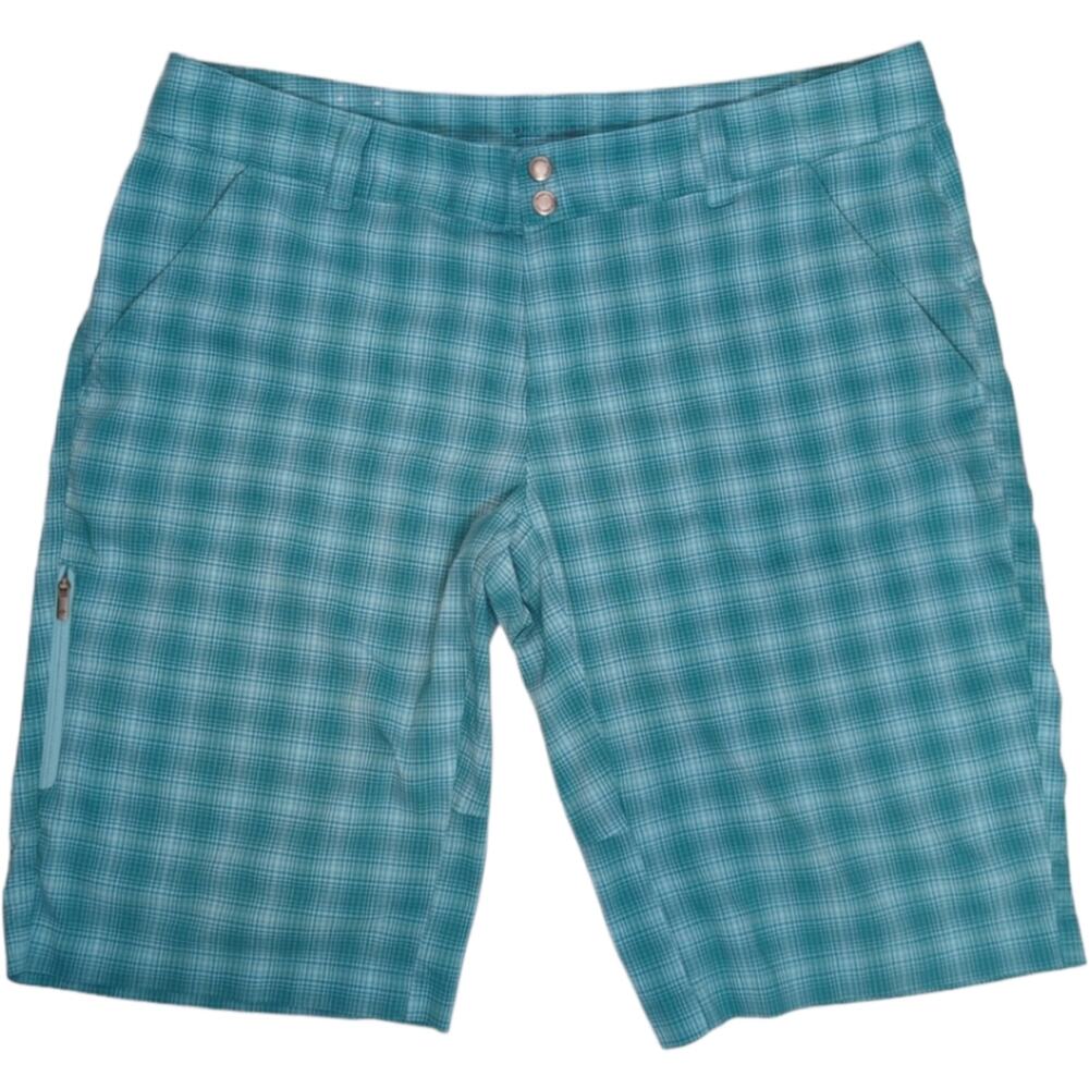 Columbia Men Plaid‎ Golf Shorts Teal Blue Zip Pocket Size 16 Outdoor